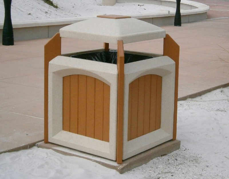 jumbo 60-gallon recycled plastic trash can with an ashtray top